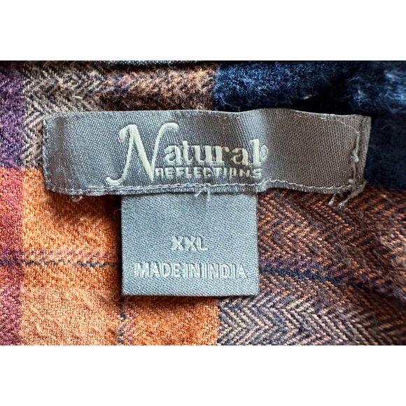 Natural Reflections Flannel Shirt Men XXL Orange Blue Plaid Button Up Pocket - Picture 5 of 8